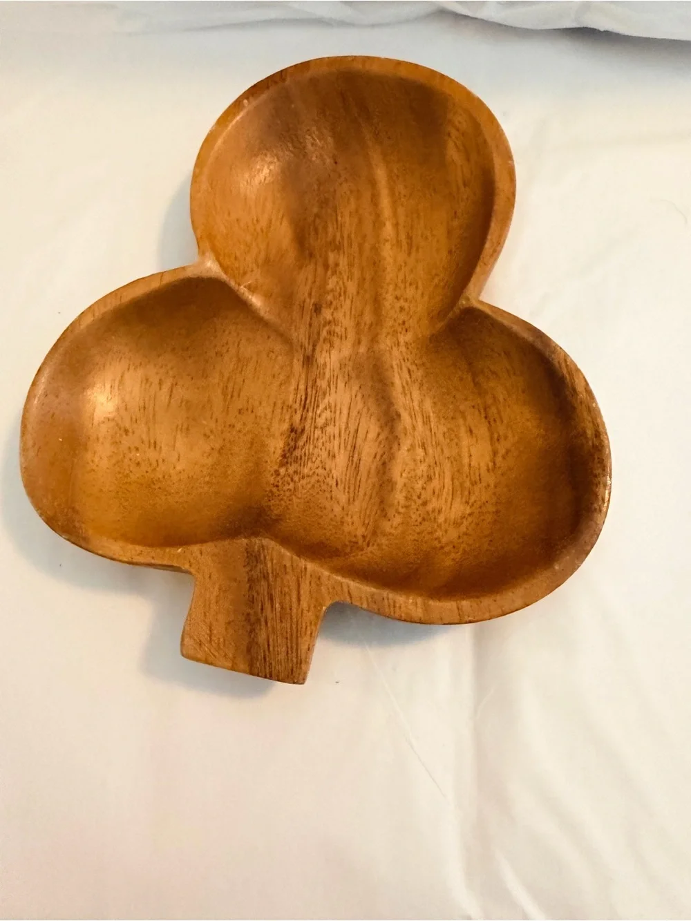 Handcrafted Wood Clover trinket Bowl - Brown